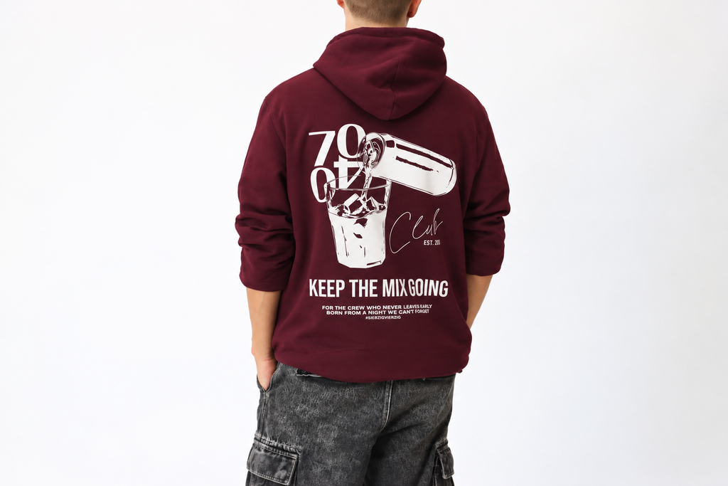 Hoodie 'Club' Bordeaux/White